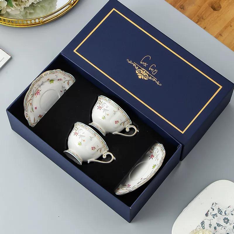 Vintage Floral Bone China Coffee Tea Set, Retro Rose Ceramic Teapot Cup Saucer, Elegant British Style Tableware for Afternoon Tea