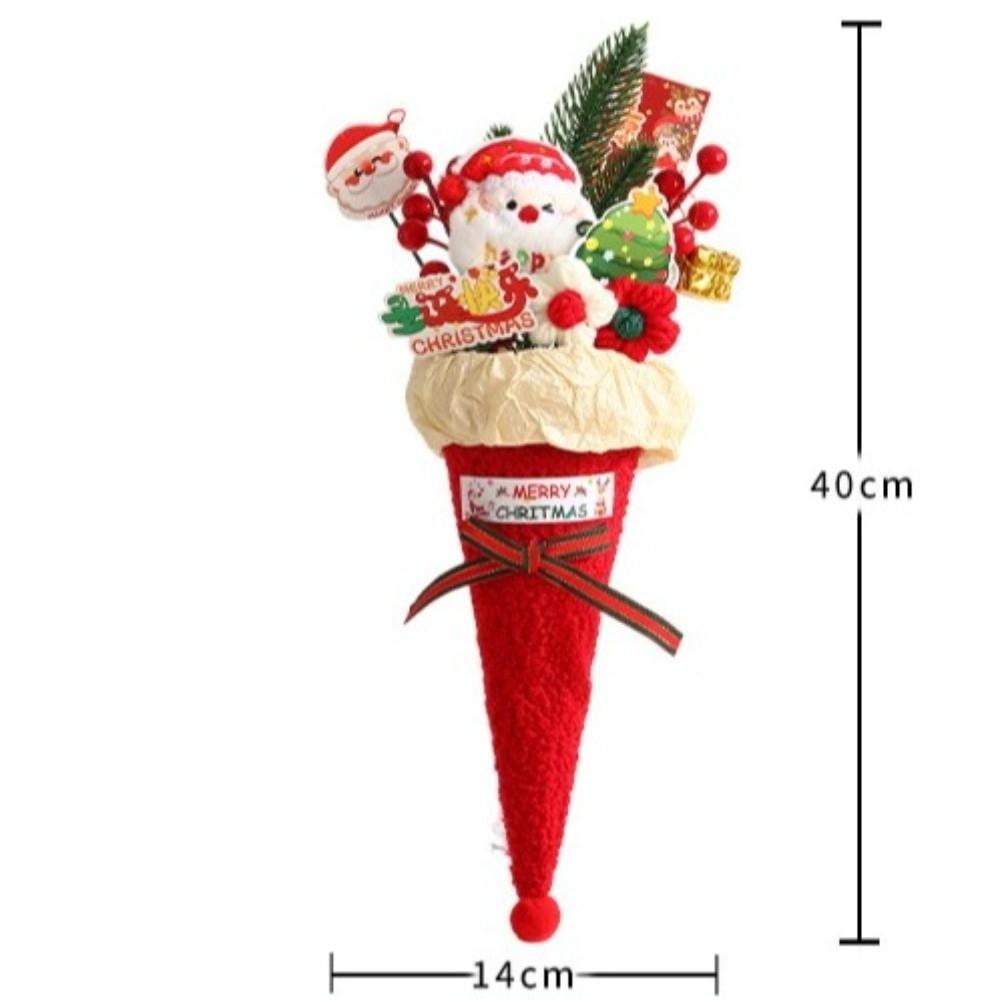 Plush Fabric Christmas Bouquet Cone Shaped Candy Cone Bouquet Snowman Bouquet Gift for Girlfriend