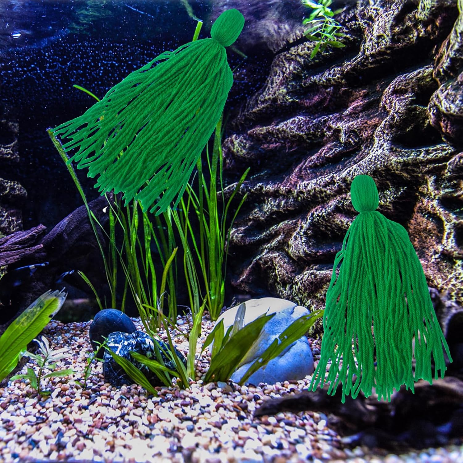2PCS Fish Spawning Mops Fish Breeding Aquatic Plant Fish Hideout for Aquarium Floating Fish Grass for breeding spawning Fish, Aquarium Fish Fry