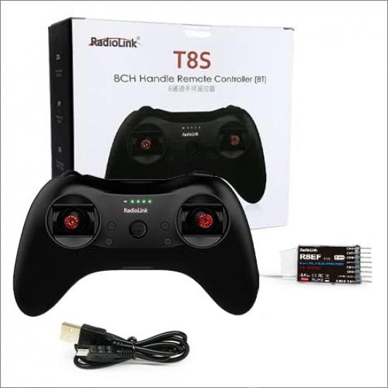 Radiolink T8S 8 Channels 2.4GHz RC Pocket Size Portable Transmitter and Receiver R8EF RX, Remote and Controller Built-in Rechargeable Battery for