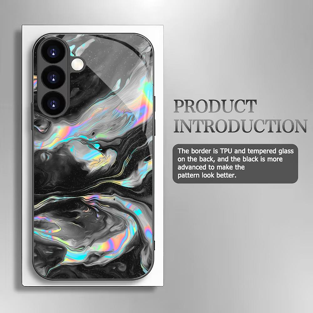 Abstract Art Texture Tempered Glass Phone Case Suitable for Samsung Galaxy S26 S25 S24 S22 S21 S20 FE/Ultra/Plus Anti Shock