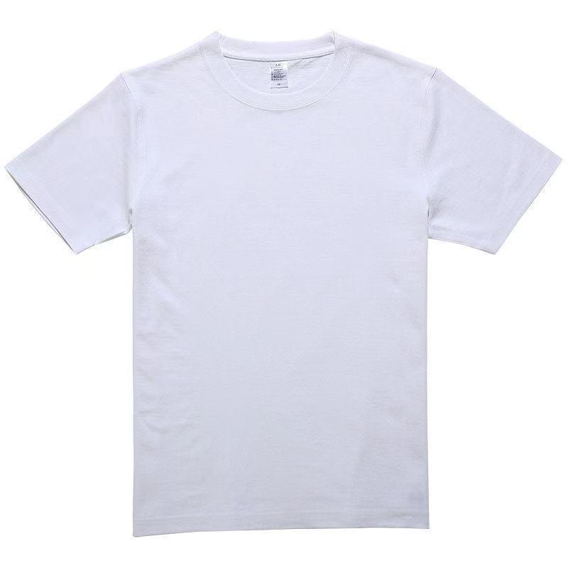 Men's and Women's Slim Fit Xinjiang Cotton T-Shirt: Short-Sleeved White or Black with Summer Logo Print