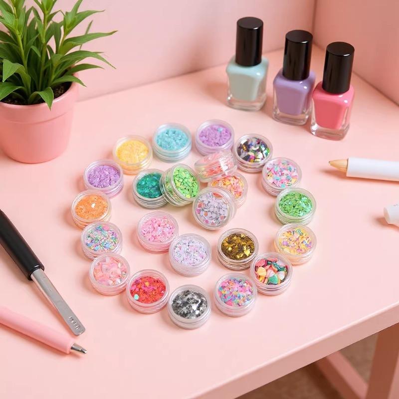 

Cross-Border Multi-Style Nail Art Set: Glitter Hearts, Stars, Cherry Blossoms & Sequins Gold Star