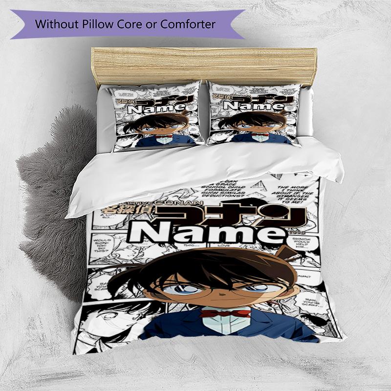 3pcs Duvet Cover Set (1*Duvet Cover + 2*Pillowcase, Without Core), Custom Name Anime Pattern Bedding Set, Home Bedroom Decor Gift