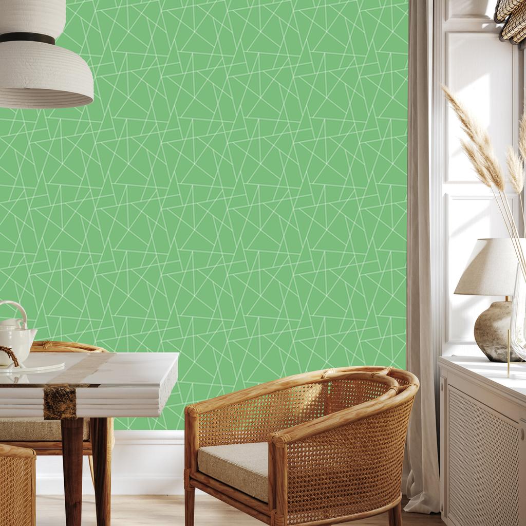 Wallpaper Geometric Pattern Green, Green Center 50x1000