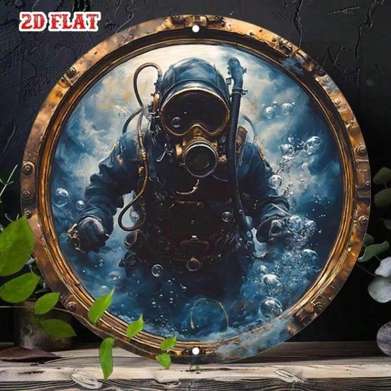 Vintage Metal Wall Art Sign Round Nautical Porthole 7.8 Inch for Home Bar Decor