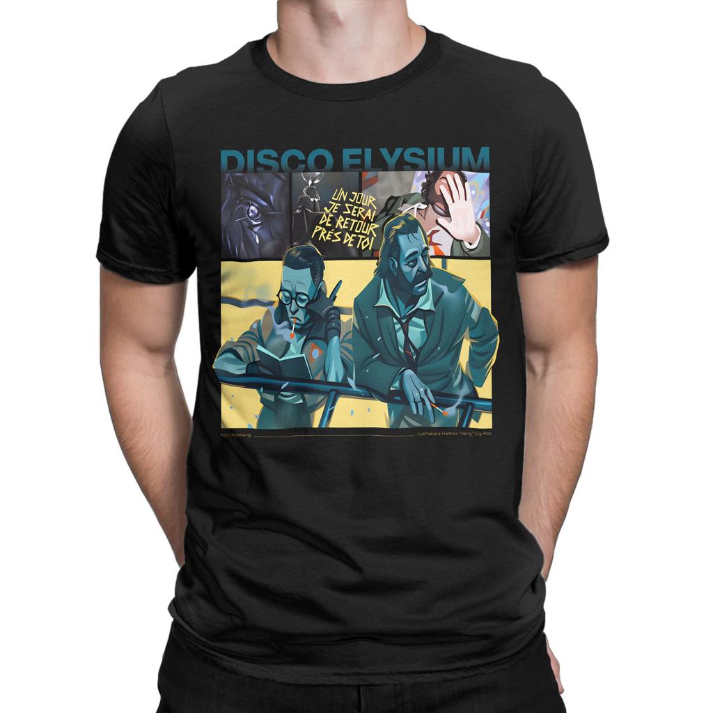 Disco Elysium Gaming Mens T Shirt  Novelty Tees Short Sleeve Crew Neck TShirt 100 Cotton Plus Size Clothes