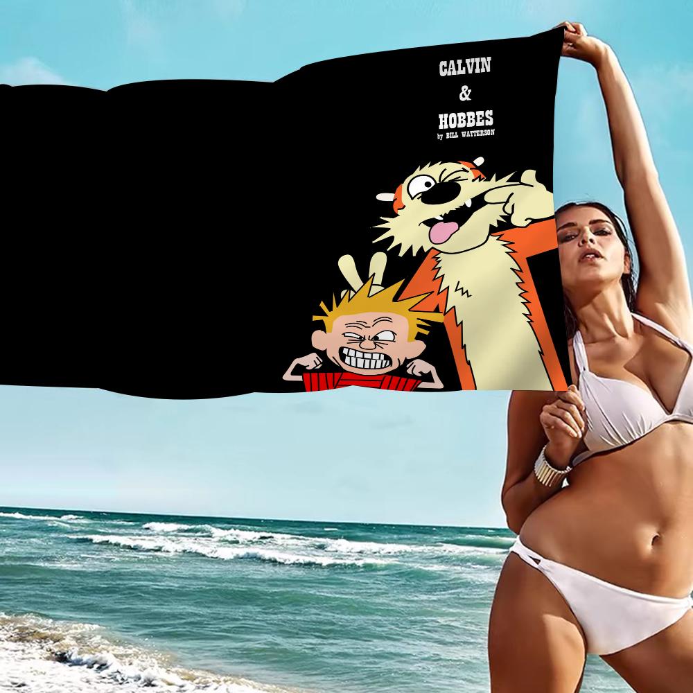 Book C-Calvin and H-Hobbes Big Microfiber Beach Towels Quick Dry Towel Sand Beach Towels Pool Towel for Travel Swim Pool Yoga