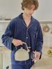 [LUNALUZ STUDIO] Men's Ronique Mink Span Long Sleeve Collar Neck Two-piece Pajamas [Shipped from Korea] 100% Authentic