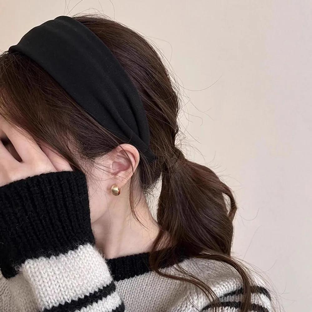 Wide Headband / Simple Modern Daily Plain Cotton Wide Bandana Hairband ivory