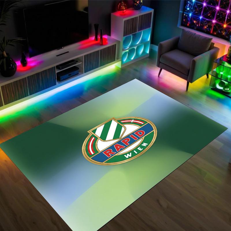 Rapid Wien FC Design Kristall Samt Teppich Gemütlich Non?Rutschfester Teppich mit Aufdruck für Schlafzimmer Wohnzimmer Eingang