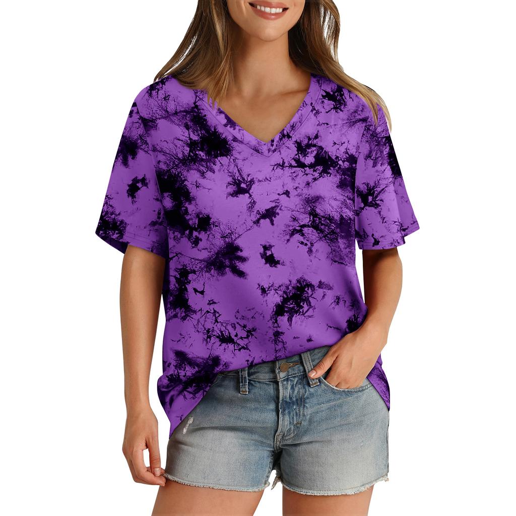 Women'S T-Shirt V-Neck Short-Sleeved Casual Loose T-Shirt Top Women'S Short-Sleeved Shirt Pullover T-Shirt