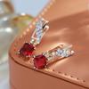 Kienl New  Rose Gold Color Long Earring For Women Vintage Red Natural Zircon Square Drop Earring High Quality Daily Jewelry