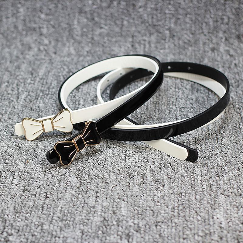 Bow Buckle Ladies Patent Leather Dress Decorative Rhinestones Small Thin Belts For Women Luxury Designer Brand