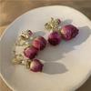 Retro Natural Real Flower Eternal Flower Earrings Niche Design Sense Freshwater Pearl Femaleaint for Women Long Earrings Jewelry