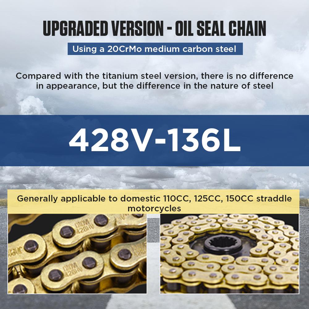 

Высококачественные комплекты цепей для мотоциклов 428 Chain DID O-Ring 136 Link 520 525 530 Chains 120 Links для Universal Honda Yamaha