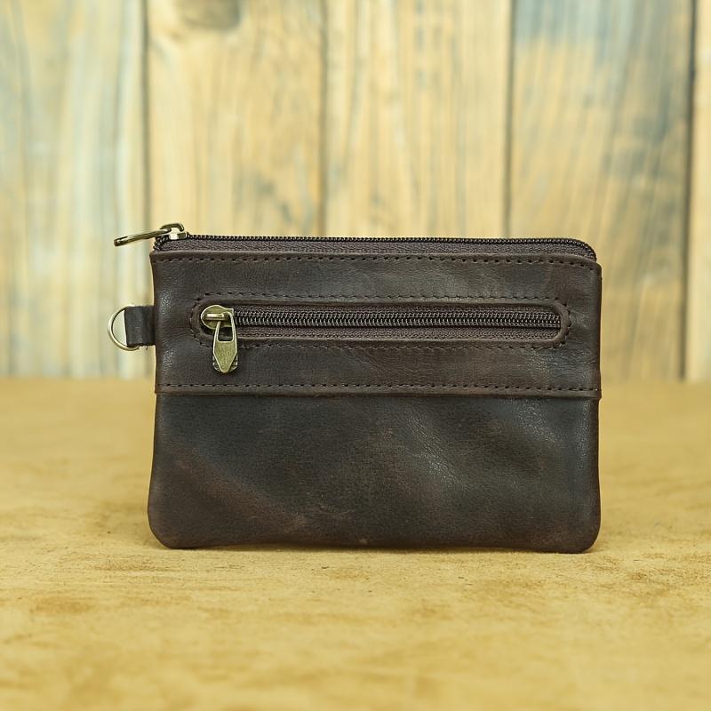 Portafoglio in Pelle Portamonete Vintage, Portafoglio da Uomo, Elegante Casual Zip Porta Carte Multiplo