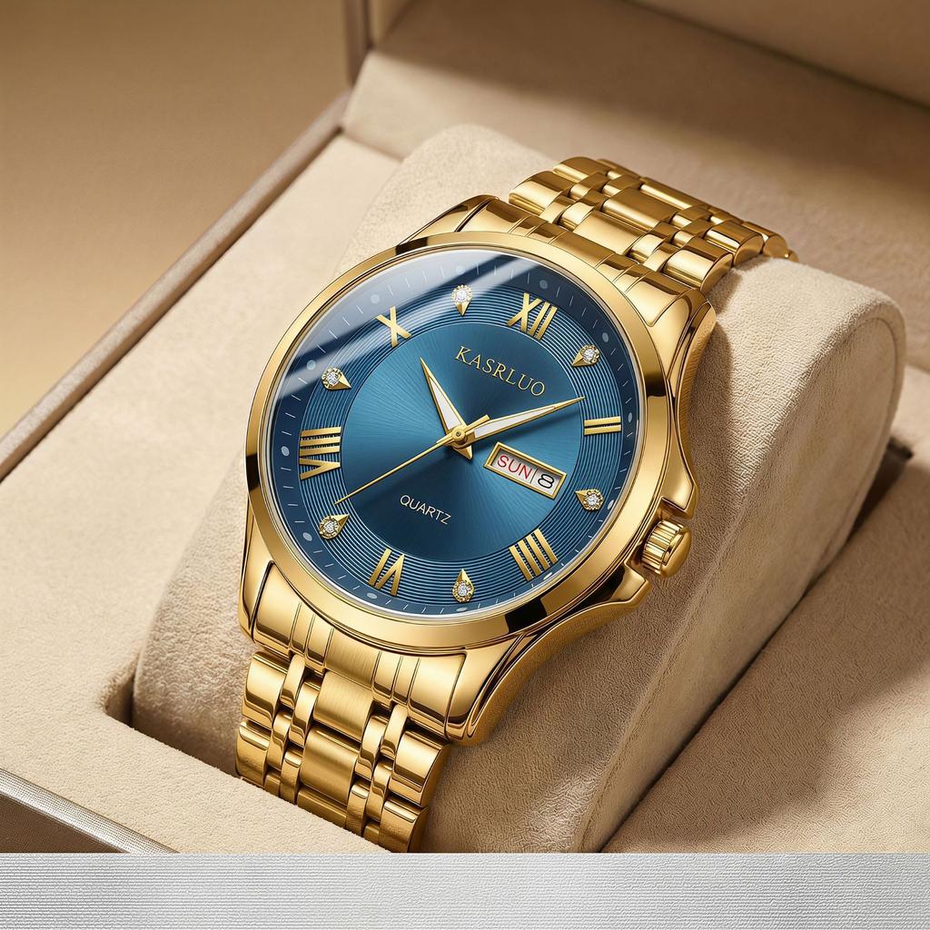 Business Trend Simple Large Dial Men'S Watch Double Calendar Luminous Waterproof Temperament Quartz Watch