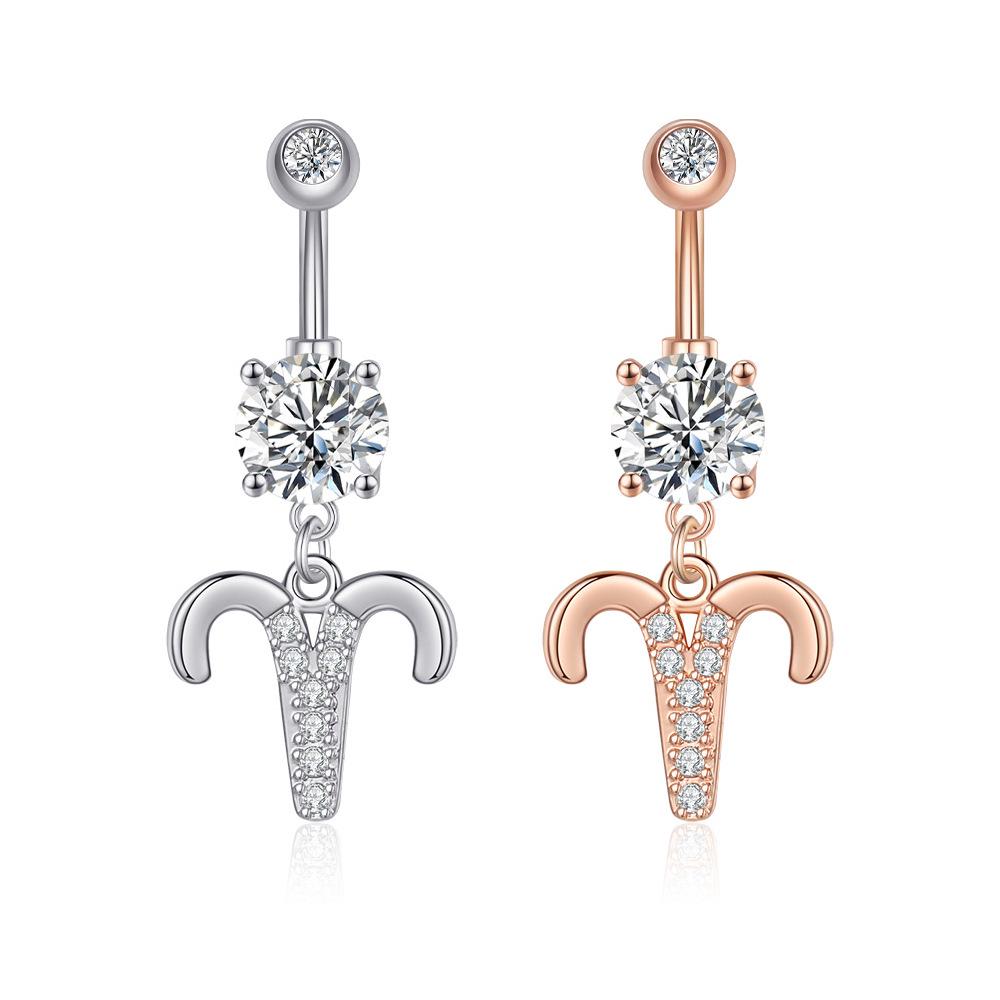 Zircon Belly Button Ring - Twelve Constellations Design