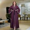 Arabic Zipper Cardigan Long Gown Indonesia Cross-Border Plus Size Women's Horn Long Sleeves Dress Open Dress