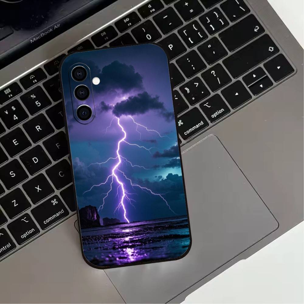 Dark Night Lightning Phone Case For Samsung Galaxy A73,A72,A71,A70,A53,A52,A51,Soft Silicone Black Cover