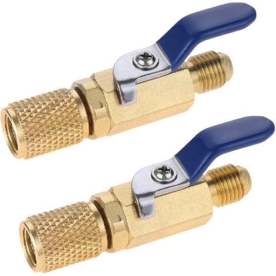 Mtsooning Air Conditioner Ball Valve 1/4" SAE Adapter Straight Refrigerant Valve Replacement for R134a R22 R12 R410a Charging Hoses A/C HVAC