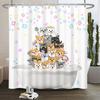 Minimalist Comics Shower Curtain Cute Cats Funny Cat Bath Scene Decor Waterproof Polyester Bathroom Curtain Set with 12 Hooks