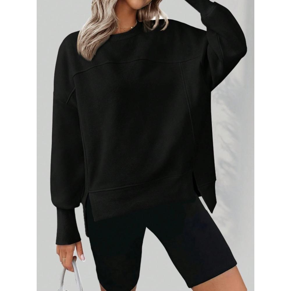 New Autumn and Winter Round-neck Long-sleeved Split Casual Loose and Versatile Hoodie