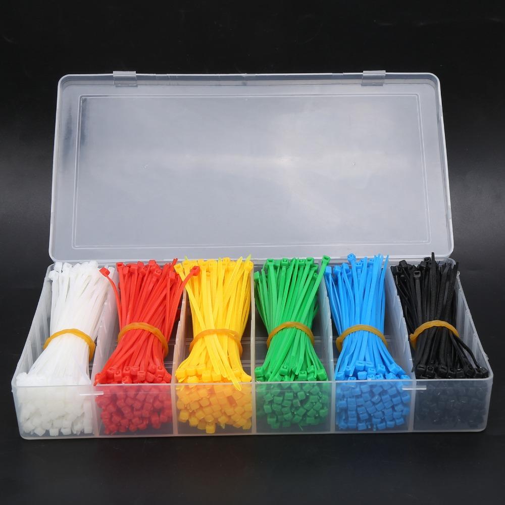 900pcs 6 Colors Multicolor Zip Ties Self-Locking Portable Zip Ties Cord Management