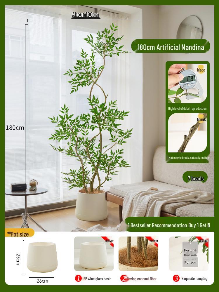 Nandina Bionics Artificial Tree: Elegant Indoor Decor, Large Potted Floor Plant