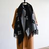 Autumn/Winter Core Spun Yarn Scarf For Ladies Fashionable Simple Jacquard Long Tassel Loose Shawl