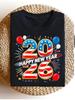 Women's & Suitable for Family Matching 2026 New Year -Shirts - Number 2026 Print Short Sleeve Round Neck Tees, Machine W