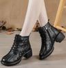 Fashion 5.5CM New Women Summer Ankle Boots Breathable Hollow Thick High Heel Casual Shoes Fashion Genuine Leather Retro Short Boots