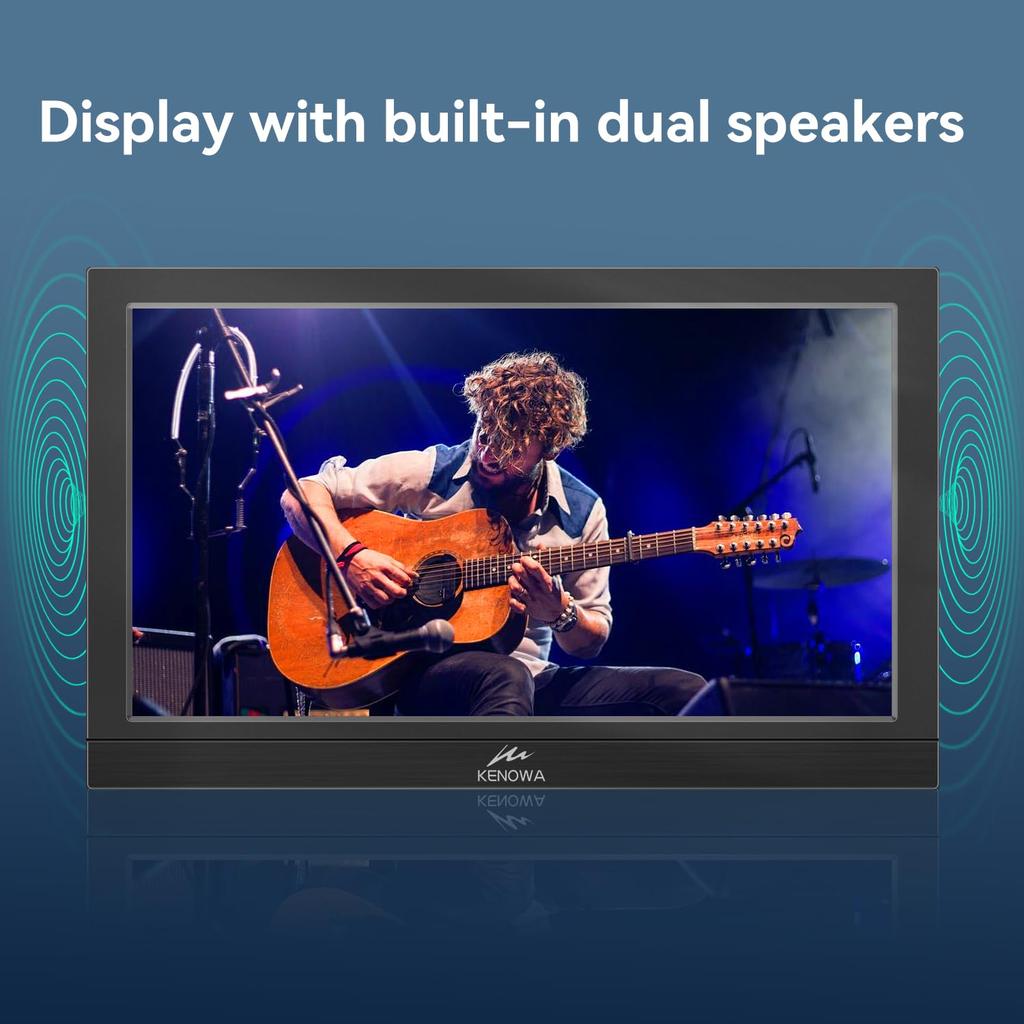 Kenowa Portable Slim and VESA USB HDMI Compatible with Raspberry and More 11.6-inch HD1366768 Monitor, Lightweight, Compatible, Type-C, Port, PCs,