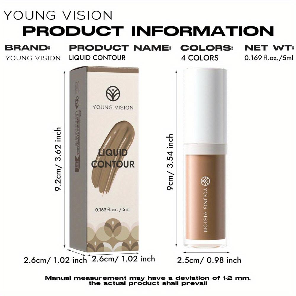 YOUNG VISION 4-Color Liquid Contour & Bronzer Kit with Multi-Functional Horseshoe-Shaped Brush Head - Highly Pigmented, Buildable, Long-Lasting,