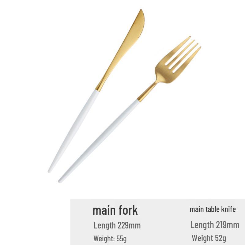 Nordic Gold Rim Steak Knife & Fork Plate Set - Western Dining & Breakfast Tableware