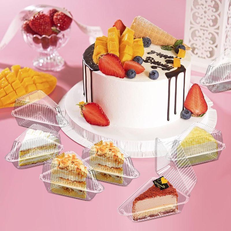 50/100Pcs Cake Slice Container Clear Triangle Dessert Box Reusable Food Packing Box Stackable Sandwich Holder For Fruit Cake