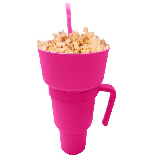 Snack Cup 2 In 1 Multifunction Color Changing Stadium Tumbler Snack And Drink Cup with Straw for Movies Home Use