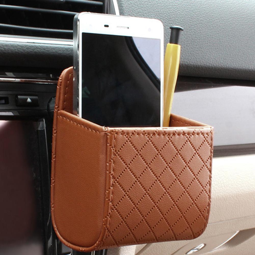 Buy PU Leather Car Mobile Phone Holder Storage Bag Organizer Automobile