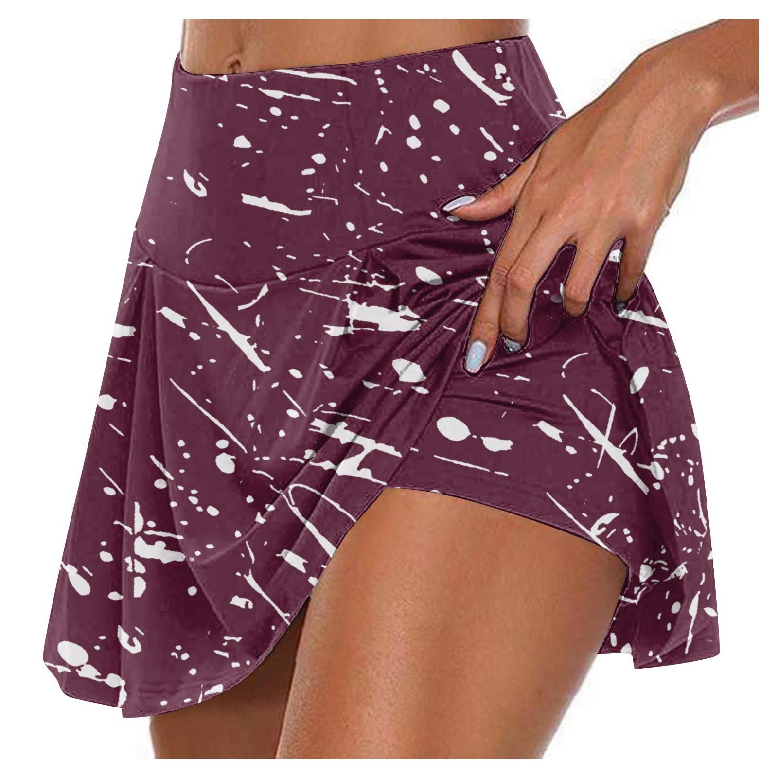

Женские спортивные эластичные плиссированные теннисные юбки для бега, йоги, внутренние шорты, эластичные спортивные шорты для гольфа M винный