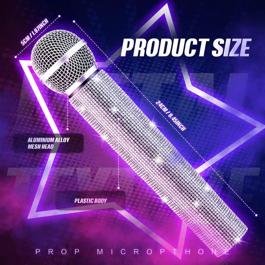 Rhinestone Diamond Microphone Cover for Children's Performance (Prop Only, Mic Not Included)