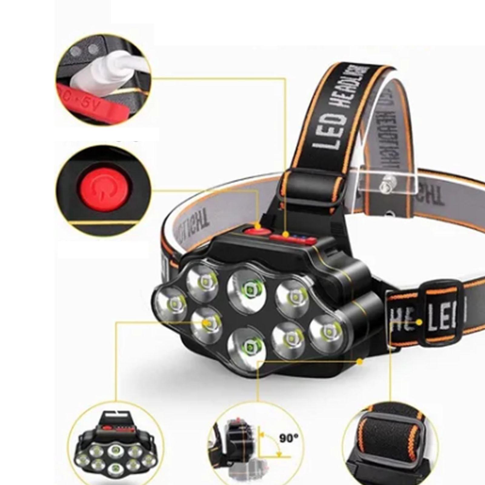 

Налобный фонарь Водонепроницаемый USB Зарядка Налобный фонарь 13000лм Перезаряжаемый налобный фонарь для ночной прогулки, пешего туризма