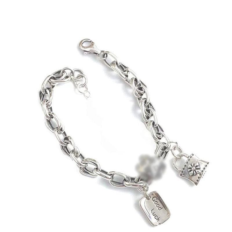 Women's Retro Chunky Chain Padlock Bracelet - Fashionable and Versatile Cross Design