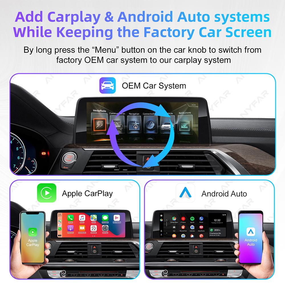 Wireless CarPlay Android Auto retrofit kit decoder box for  BMW EVO MGU ID5 6 7 System 1 3 5 6 7Seires X1 X2 X3 X4