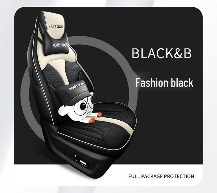 Premium Leather Car Seat Cushion - 24 Models for Five-Seater Fit, Cartoon Design, All-Season Use