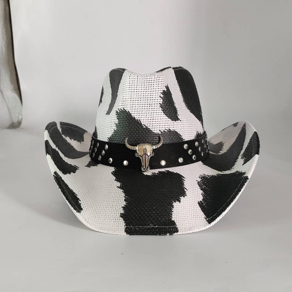 Western cowboy straw hat men and women retro wide-brimmed Cowboy Straw Hat Embroidered Wide Brim chapeau cowboy