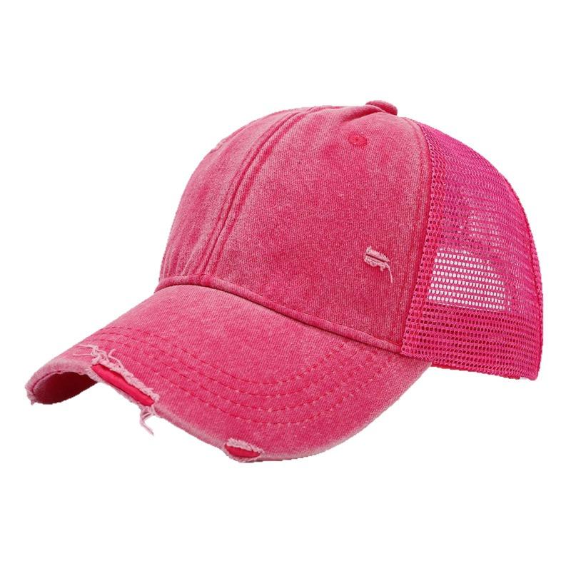 Washed mesh cap soft top light plate holes summer breathable sun protection new casual hollow mesh cap embroidery