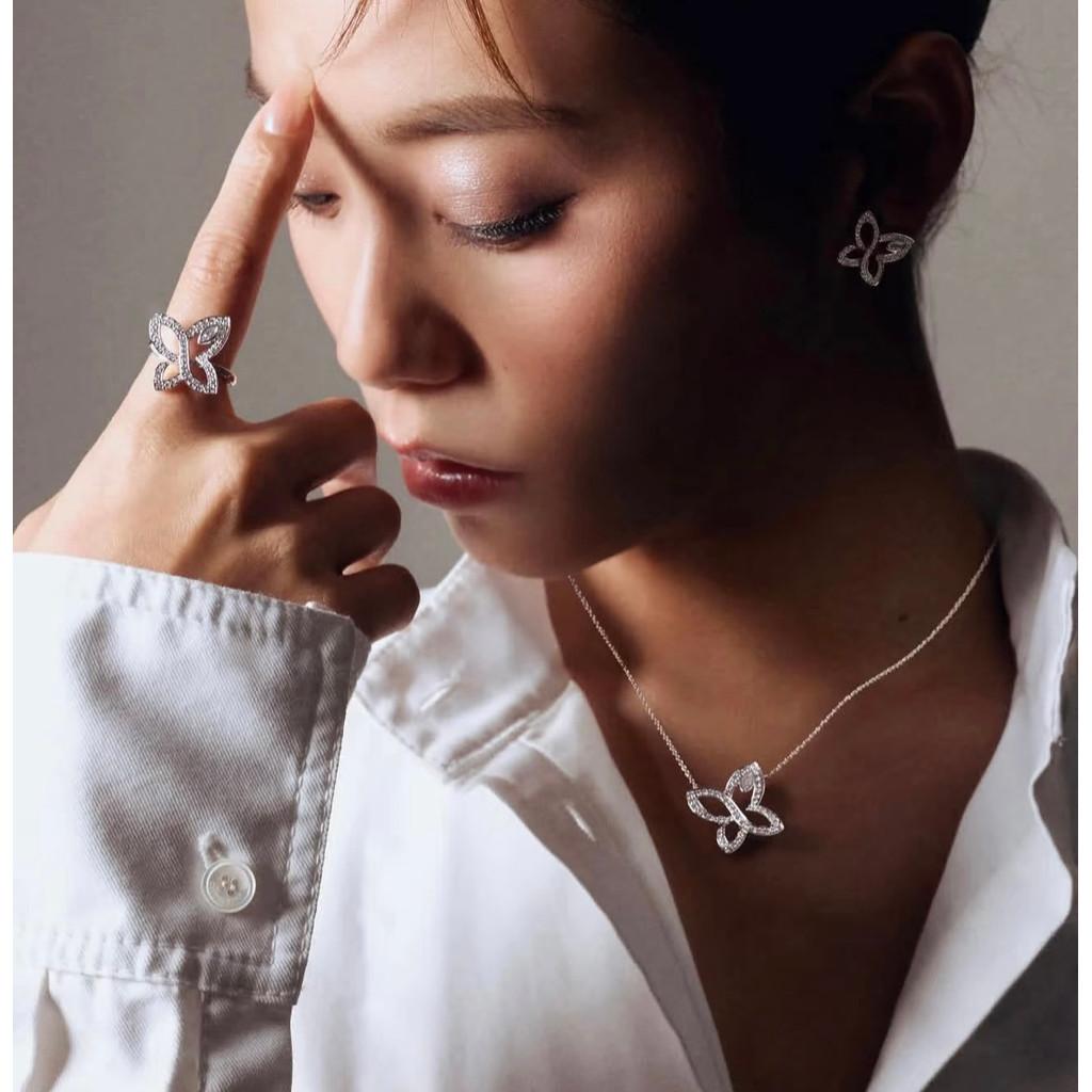 Butterfly necklace  sub gold material with flying saucer earplugs, electroplated 18k gold with logo, high-quality and exquisite version