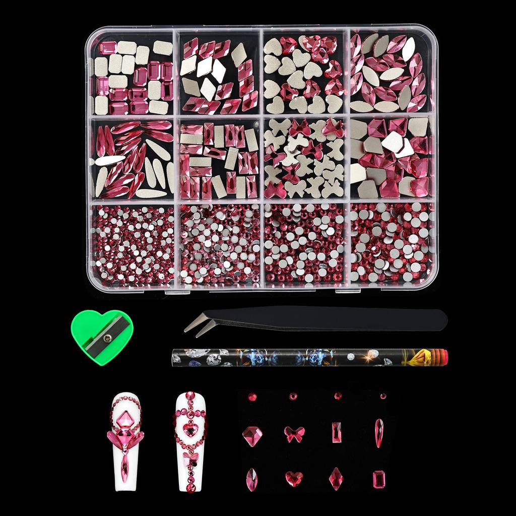 Professional Resin Rhinestones Nail Art Supplies 12Compartment For Customized Manicure And Pedicure Resin Nail Gems