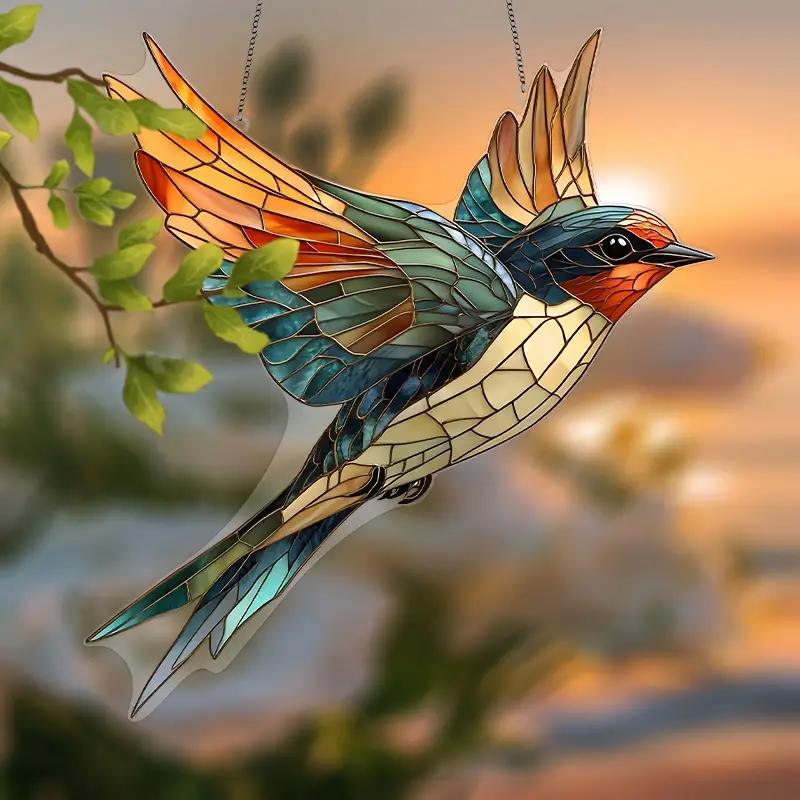 Cute Charming Cardinals Suncatcher Stained Glass Effect Hanging Window Ornament  Windows Gardens or Indoor All Season Decoration